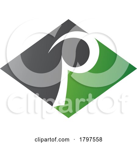 Green and Black Horizontal Diamond Letter P Icon by cidepix