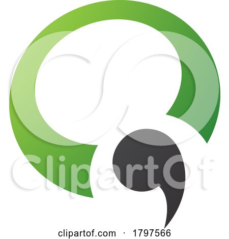 Green and Black Comma Shaped Letter Q Icon by cidepix