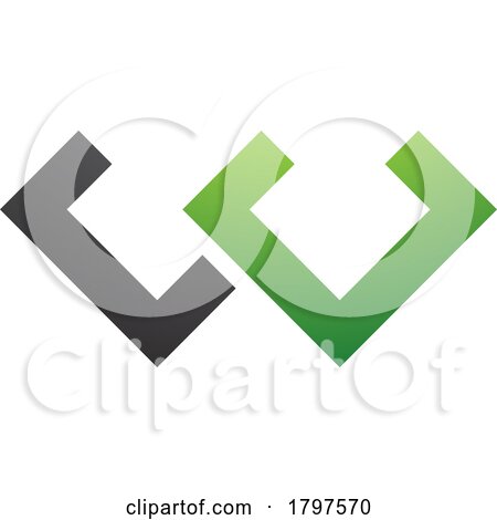 Green and Black Cornered Shaped Letter W Icon by cidepix