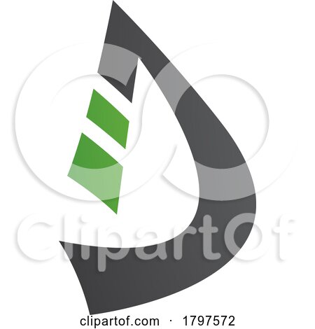 Green and Black Curved Strip Shaped Letter D Icon by cidepix