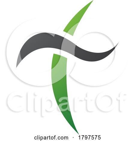Green and Black Curvy Sword Shaped Letter T Icon by cidepix