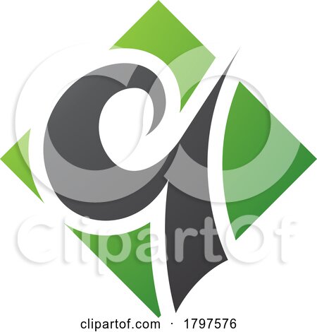Green and Black Diamond Shaped Letter Q Icon by cidepix