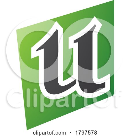 Green and Black Distorted Square Shaped Letter U Icon by cidepix