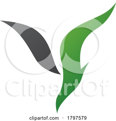 Green and Black Diving Bird Shaped Letter Y Icon by cidepix
