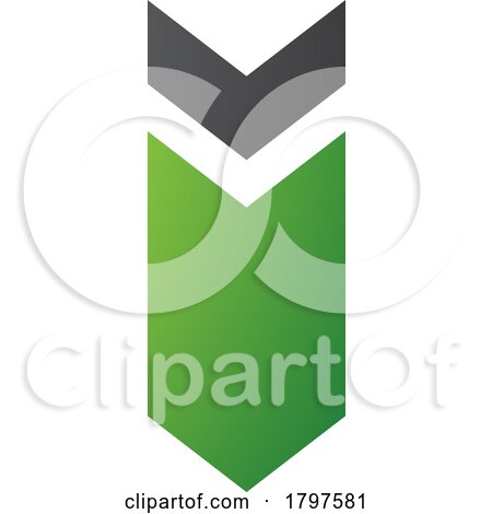 Green and Black down Facing Arrow Shaped Letter I Icon by cidepix