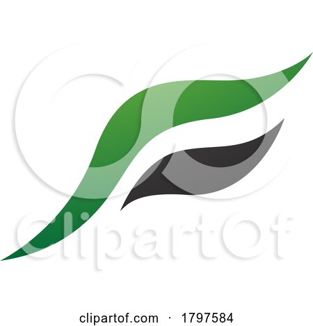 Green and Black Flying Bird Shaped Letter F Icon by cidepix