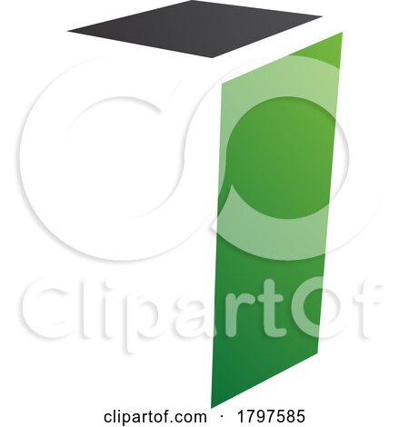 Green and Black Folded Letter I Icon by cidepix