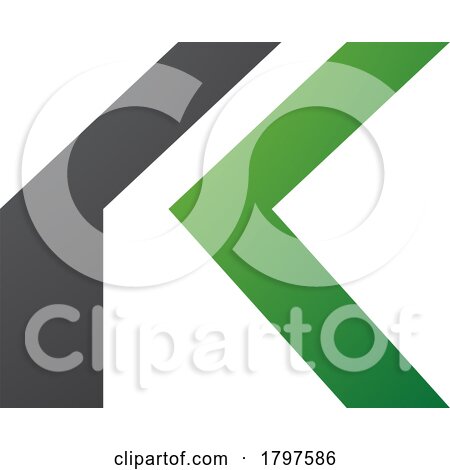 Green and Black Folded Letter K Icon by cidepix
