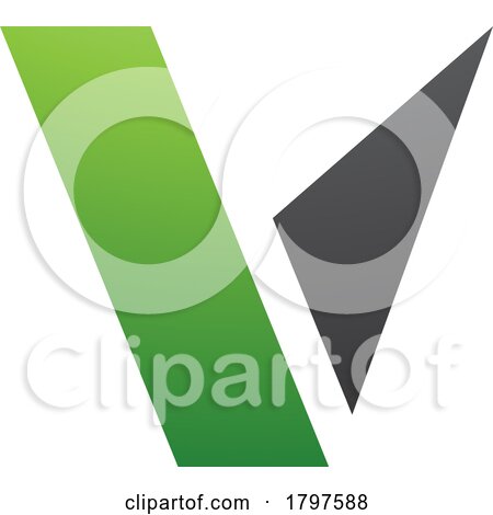 Green and Black Geometrical Shaped Letter V Icon by cidepix