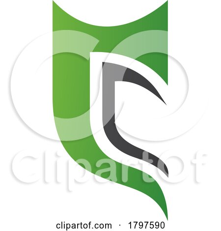 Green and Black Half Shield Shaped Letter C Icon by cidepix