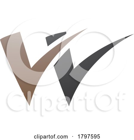 Brown and Black Tick Shaped Letter W Icon by cidepix
