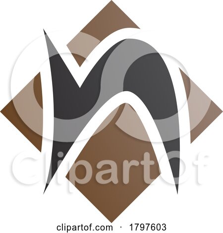 Brown and Black Letter N Icon with a Square Diamond Shape by cidepix