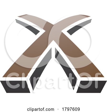 Brown and Black 3d Shaped Letter X Icon by cidepix