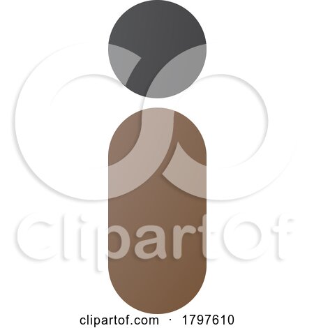 Brown and Black Abstract Round Person Shaped Letter I Icon by cidepix