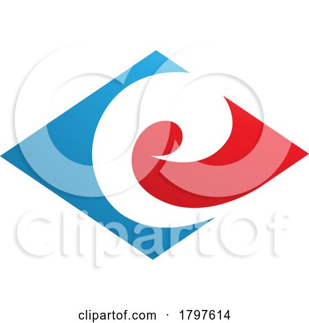 Blue and Red Horizontal Diamond Shaped Letter E Icon by cidepix