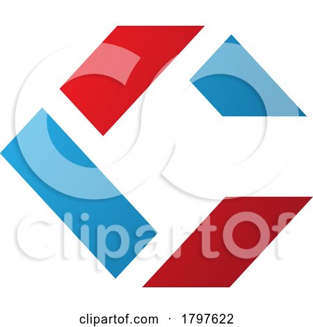 Blue and Red Square Letter C Icon Made of Rectangles by cidepix
