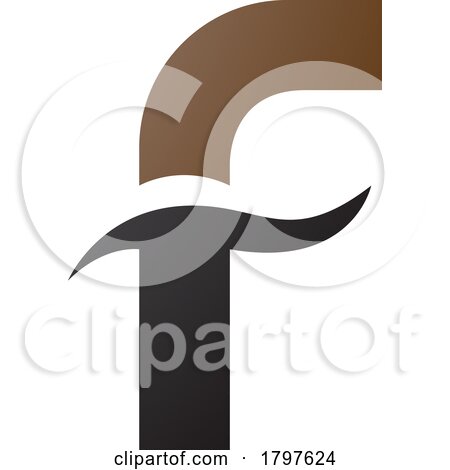Brown and Black Letter F Icon with Spiky Waves by cidepix