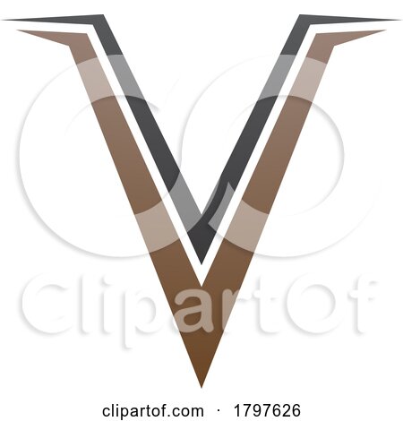 Brown and Black Spiky Shaped Letter V Icon by cidepix