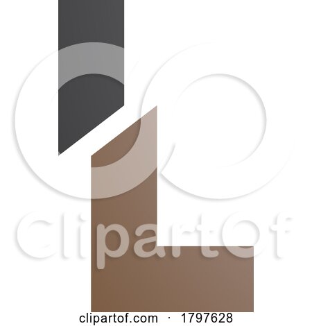 Brown and Black Split Shaped Letter L Icon by cidepix