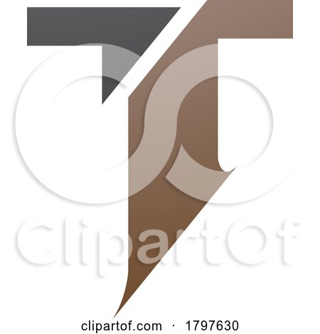 Brown and Black Split Shaped Letter T Icon by cidepix