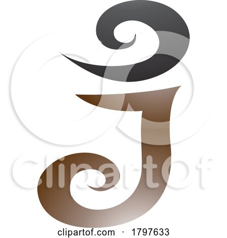 Brown and Black Swirl Shaped Letter J Icon by cidepix