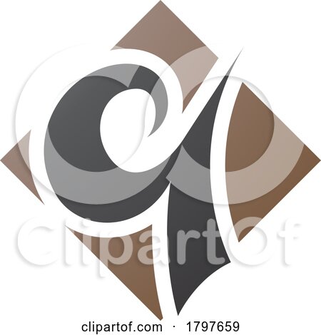 Brown and Black Diamond Shaped Letter Q Icon by cidepix