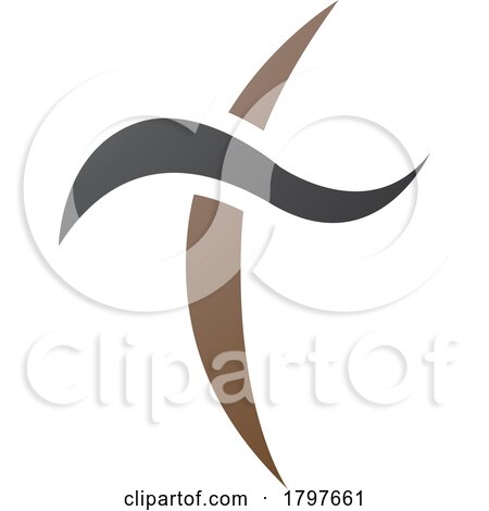 Brown and Black Curvy Sword Shaped Letter T Icon by cidepix