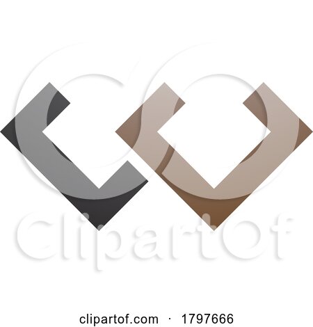 Brown and Black Cornered Shaped Letter W Icon by cidepix