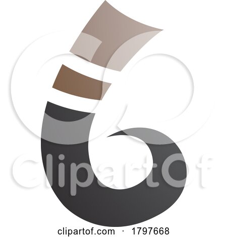 Brown and Black Curly Spike Shape Letter B Icon by cidepix
