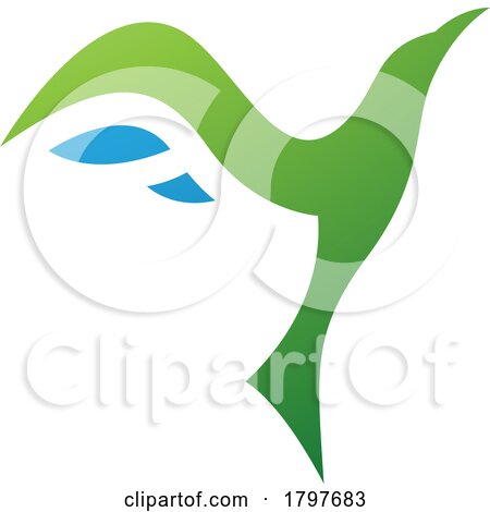 Green and Blue Rising Bird Shaped Letter Y Icon by cidepix
