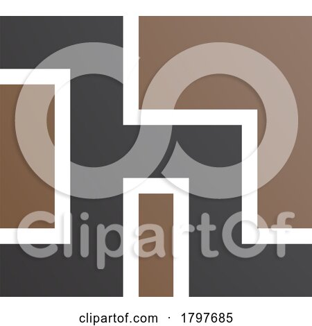 Brown and Black Square Shaped Letter H Icon by cidepix