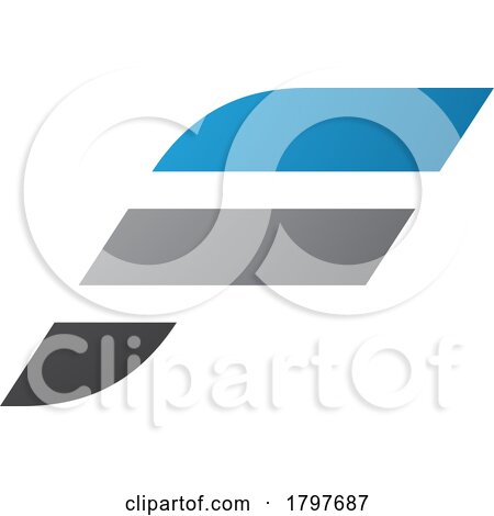 Blue and Grey Letter F Icon with Horizontal Stripes by cidepix