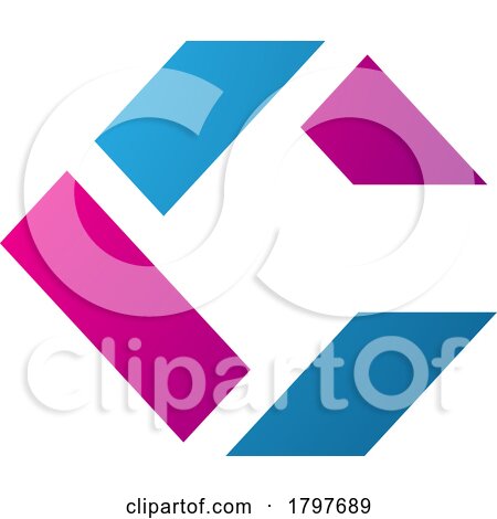 Blue and Magenta Square Letter C Icon Made of Rectangles by cidepix