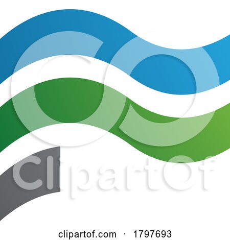 Blue and Green Wavy Flag Shaped Letter F Icon by cidepix