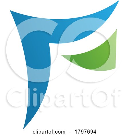 Blue and Green Wavy Paper Shaped Letter F Icon by cidepix