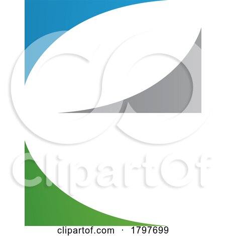 Blue Green and Grey Lowercase Letter E Icon with Curvy Triangles by cidepix