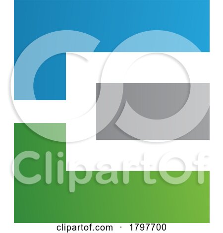 Blue Green and Grey Rectangular Letter E Icon by cidepix