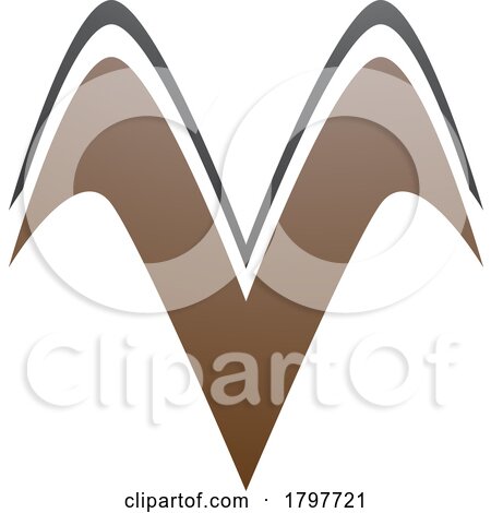 Brown and Black Wing Shaped Letter V Icon by cidepix