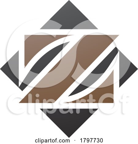 Brown and Black Square Diamond Shaped Letter Z Icon by cidepix