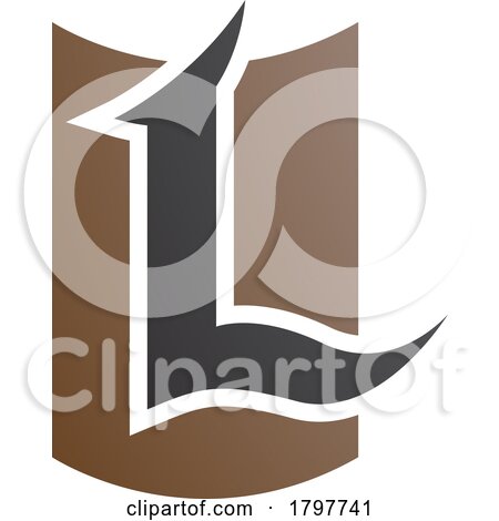 Brown and Black Shield Shaped Letter L Icon by cidepix