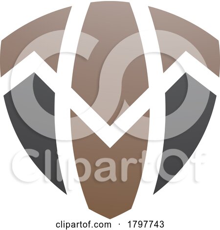 Brown and Black Shield Shaped Letter T Icon by cidepix