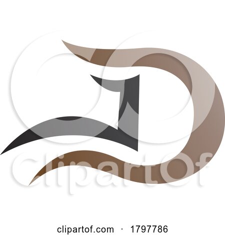 Brown and Black Letter D Icon with Wavy Curves by cidepix