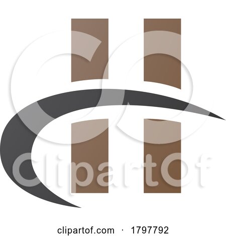 Brown and Black Letter H Icon with Vertical Rectangles and a Swoosh by cidepix