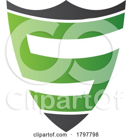 Green and Black Shield Shaped Letter S Icon by cidepix