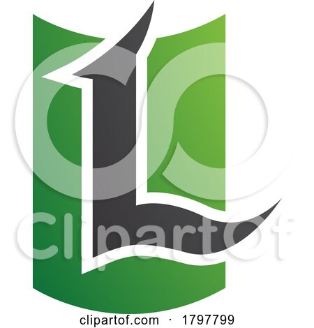 Green and Black Shield Shaped Letter L Icon by cidepix
