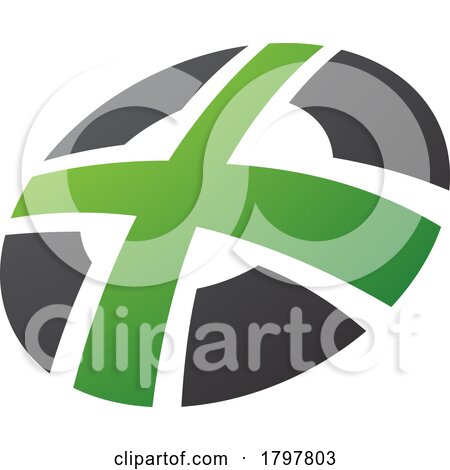 Green and Black Round Shaped Letter X Icon by cidepix