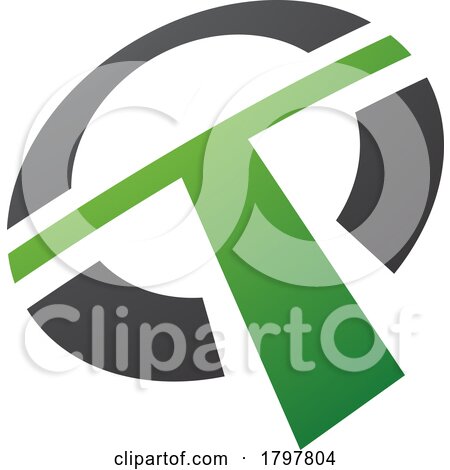 Green and Black Round Shaped Letter T Icon by cidepix