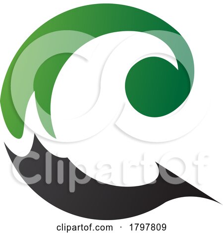 Green and Black Round Curly Letter C Icon by cidepix