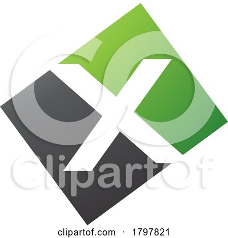 Green and Black Rectangle Shaped Letter X Icon by cidepix