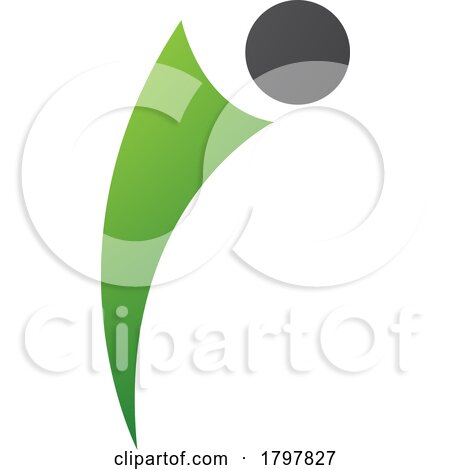 Green and Black Bowing Person Shaped Letter I Icon by cidepix